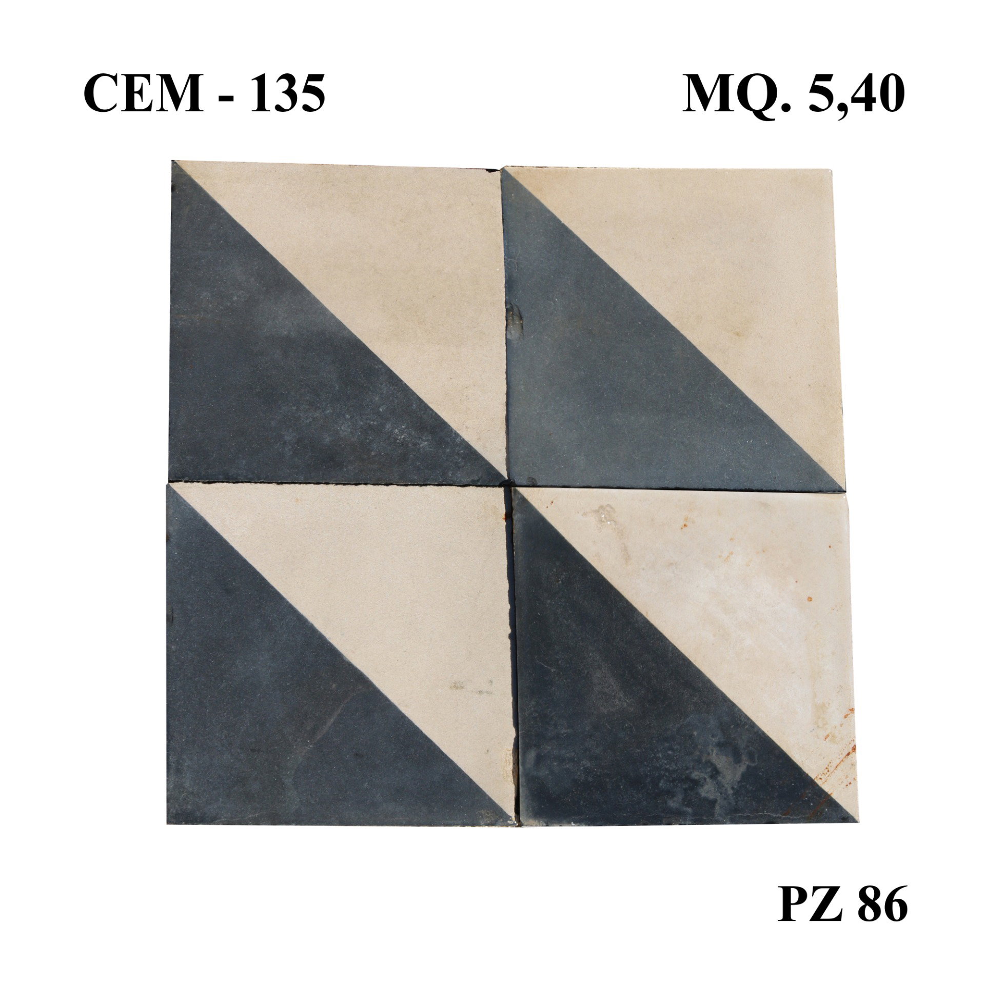 Antique cementine flooring, 25x25 cm. Early 1900s.